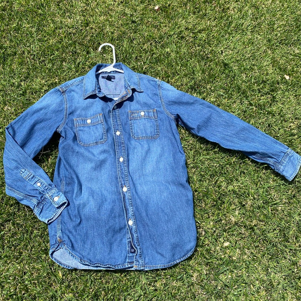GAP kids XL denim L/S button up